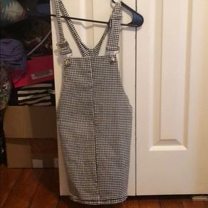 Checkered board style overall dress